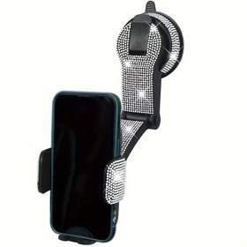 Resim Araba Elmas Cep Telefonu Tutucu Vantuz Araba Cep Telefonu Tutucu Evrensel Çok Fonksiyonlu 360 Döndürme Anti-Sarsıntı Navigasyon Tutucu 