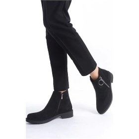 Resim Margaret Fermuarlı Ortopedik Taban Topuklu Süet Kadın Bot St - Siyah Siyah 