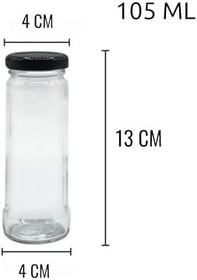 Resim 6 Adet 105 ml Metal Siyah Kapaklı 105 Cc Şeffaf Uzun Cam Kavanoz Baharatlık Beslenme Şişe 