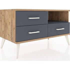 Resim Hyperion Şifonyer Tek Raflı 3 Çekmeceli 88x44x48 Çam-antrasit Antrasit 