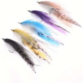 Resim 1 Adet Tuzlu Su Streamer Fly Parlak Pulluk Balık Yemi Aberdeen Uzun Kancalı 2/0 Alabalık Levrek Somon Yapay Olta Yemleri 