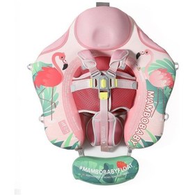Resim Mambobaby Yüzme Simidi - Pembe Flamingo, Emniyetli, Gölgelikli Ve Ayak Destekli 