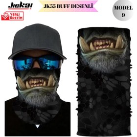 Resim Jiekai Motorcu Bandana buff Desenli Terleme Yapmaz rahat kumaş dikişsiz Model 1 KALİTE M9 