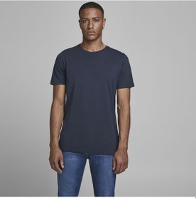 Resim Jack & Jones Bisiklet Yaka Basic Tisört-Organic 12156101 Navy Blazer Lacivert 
