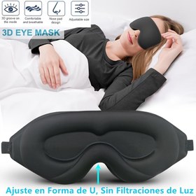 Resim 1 Adet 3D Derin Kontur Uyku Maskesi - Yumuşak, Ayarlanabilir Kayışlı, Erkek ve Kadınlar İçin Uygun, Gece Seyahati, Yoga, Kestirme İçin - %100 Karanlık Uyku, Siyah 