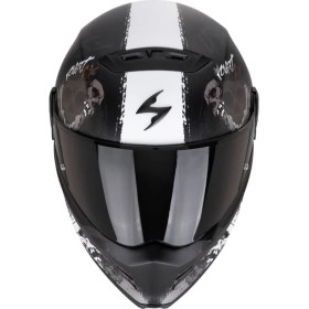 Resim Scorpion Covert Fx Skullz Kapalı Motosiklet Kaskı Mat Siyah Gri Altın 