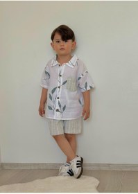 Resim Asortik Kids amuklu Erkek Çocuk Kısa Kollu Gömlek ve Rahat Kesim Jean Şort 2'li Set-JLB-137 
