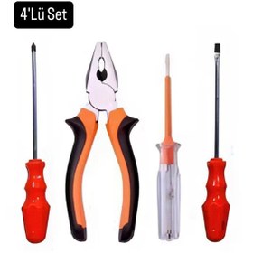 Resim Metler Pense Kontrol Kalemi Yıldız Ve Düz Tornavida Tamirci Seti 4'Lü Set 