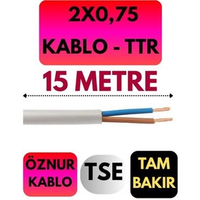 Resim Öznur 2x0,75 Ttr Kablo Metre Seçenekli Beyaz - 15 Metre 
