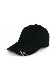 Resim Unisex Kpop 2 Halkalı Pirsingli Şapka Siyah 