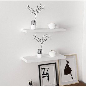 Resim Minarmobilya Minar Gizli Tutuculu 2'Li Duvar Rafı 60 Cm - M.Beyaz 
