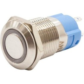 Resim 12A-P1-E 12Mm Düz Yaylı Işıklı Metal Buton - Beyaz 