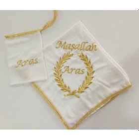 Resim Moms And Babies İsimli Sünnet Şalı Omuz Örtüsü Maşallah Çelenk Tuğra Nakış İşlemeli Kına Şalı İsimli Eldiven 