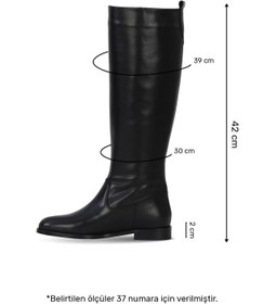 Resim Bueno Shoes Siyah Deri Kadın Düz Çizme 33wc12020 