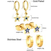 Resim Luxusteel 3 Çift Paslanmaz Çelik Top Küpe Kulak Kıkırdak Piercing Seti Altın-renk 