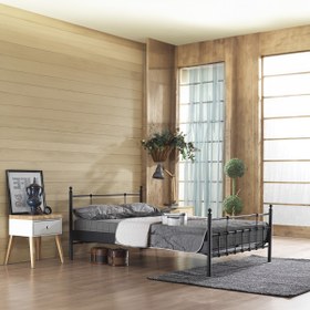 Resim Unimet Lalas Çift Kişilik Ferforje Metal Karyola-siyah (AHŞAP LATALI) 