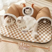 Resim 1 adet Modern Kedi Tünel Yatağı - Peluş Gri ve Beyaz Tasarım ile Rahat Kedi Konutu, Tüm Mevsimler için Kalınlaştırılmış Evcil Hayvan Yatağı, Etkileşimli Oyun ve Uyku Alanı, Güvenli Giriş Noktaları, Montaj Gerektirmez, Kedi Konutu Yatağı, Rahat Ev Dekoru, Eğlenceli Tasarım, Dayanıklı Evcil Hayvan Mobilyası 