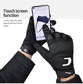 Resim Siyah Off Road Motosiklet Eldivenleri, Dokunulabilir Dağ i Eldivenleri Atv Sürme Eldivenleri Adam İçin 