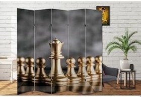 Resim Satranç Temalı Özel Tasarım Paravan Room Divider Oda Bölücü PRVN-1318-1, 220 x 180 