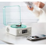 Resim Kensa Mini Nostalji Plak Görünüm Dekor Waves Bluetooth Işıklı Müzik Çalar Saat Tf Kart Aux Özellikli 