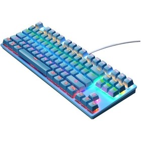 Resim Leaven K550 87 Tuşlu Yeşil Switch Kablolu RGB Mekanik Oyuncu Klavye 