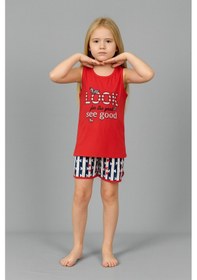 Resim Kız Çocuk 3'lü %100 Pamuklu 1-2-3 Yaş Pijama Takımı Model:129 Çok Renkli 