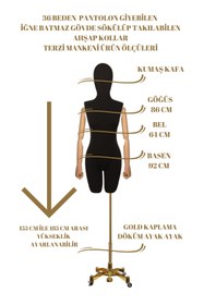 Resim Manken İstanbul Lüks Gold Ayaklı Pantolon Giyebilen 36 Beden Ahşap Kollu Terzi Mankeni Vitrin Mankeni 