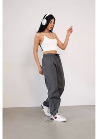 Resim Praşut Kumaş Paça Cepli Baggy Eşofman - Antrasit Antrasit 