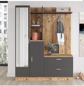Resim Robinhome Robin Home Bella Aynalı Raflı Vestiyer Ayakkabılık Portmanto Antr 