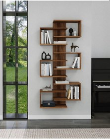 Resim Arnetti Lotus Kitaplık Ve Duvar Rafı Ceviz 