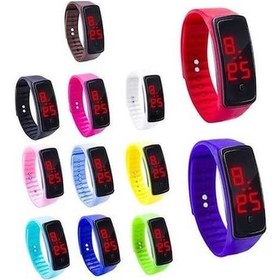 Resim Flybuy Çocuk Elektronik Saat Beyaz Led Dijital Bilezik, Renkli Model, 37mm, Silikon Kordon Çok Renkli 