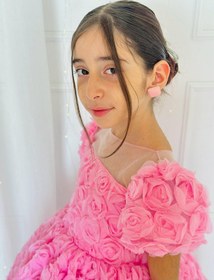 Resim H L Y Karol Tasarım Pembe Güllü Diana Vintage Kız Bebek Elbise,doğum Günü Elbise,fotoğraf Çekim Elbise,0-12 Yaş Uygun Pembe 