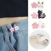 Resim 1 Çift/2 Çift Çiçekli Kedi/Tavşan Bel Tokaları, Çıkarılabilir Pantolon Sıkıştırıcı, Ayarlanabilir Pantolon Düğmesi, Dikiş Sanat Malzemeleri, El Sanatları Çıkarıcıları, Beyaz/Siyah 
