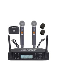 Resim Hepa Merz Urx-186ee Uhf 2x100 Kanal Çiftli Kablosuz El Mikrofonu Çift Anten Lcd Ekran 