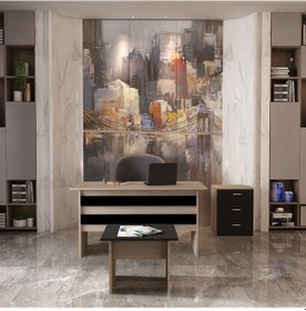 Resim Robinhome Robin Home Verona Abc Ofis Büro Masa Takımı Meşe-Siyah 