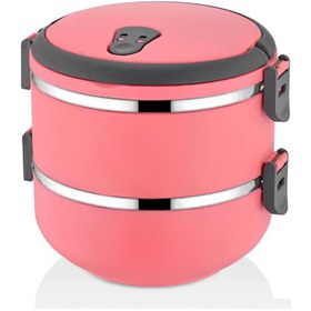 Resim YAZICI FreshBox 2 Katlı Sızdırmaz Yemek Termosu Sefer Tası Saklama Kabı Koyu Pembe 