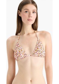 Resim Defacto Regular Fit Çiçekli Bürümcük Üçgen Bikini Üstü-fall İn Love E2576ax25smrd194 Kırmızı 