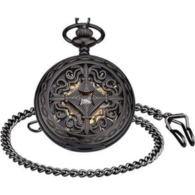 Resim valkyrie Vintage Kutulu Köstekli Kurmalı Mekanik Chrome Iskelet Saat - Hediyelik Cep Saati - Retro 