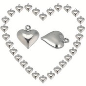 Resim 100'lü Paket Paslanmaz Çelik Kalp Charms - Kendin Yap Takı Yapımı için 304 Metal Aşk Kolye Boncukları, Bilezikler ve Kolyeler İşçiliği, Sevgililer Günü Toplu Malzemeleri 