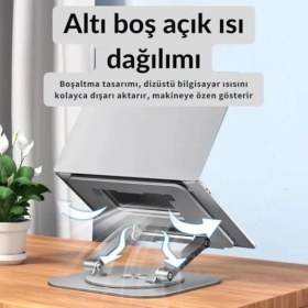 Resim Yükseklik Ayarlı 360 Döner Alüminyum Laptop Standı Laptop Sehpası Açı Yükseklik Ayarlı Kaymaz Padli 
