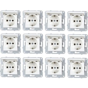 Resim Netelsan Byobu 12 Adet Beyaz Kapaklı Topraklı Priz Çerçevesiz 