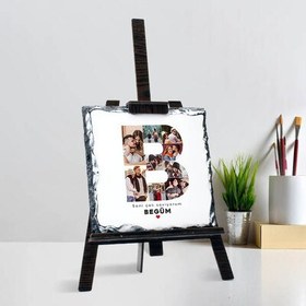 Resim Sevgiliye Hediye Fotoğraflı Harf Şövalye Ayaklı Taş 