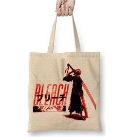 Resim Toyaso Anime Bleach Ichigo Kurosaki Beyaz Bez Çanta Uzun Saplı Alışveriş Çantası Plaj Çantası Beyaz 