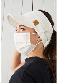Resim Yetişkin Genç Maske Takılabilir Tenis Yazlık Vizör Spor Şapka Yumuşak Pamuklu Penye - Tek Ebat / Beyaz Beyaz 