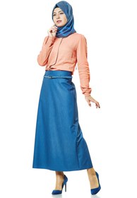 Resim SORALLİNE Kadın Mavi Kalem Etek 90 cm 