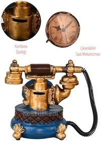 Resim Vintage Telefon Model Nostaljik Dekoratif Masa Saati Kahverengi, 7480000717681 