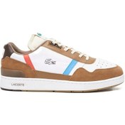 Resim Lacoste T Clip 128 8 Sma Leather Mens Sneaker Hakiki Deri Erkek Günlük Spor Ayakkabı Beyaz Kahverengi Beyaz 