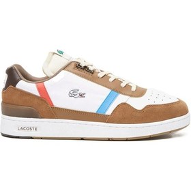 Resim Lacoste T Clip 128 8 Sma Leather Mens Sneaker Hakiki Deri Erkek Günlük Spor Ayakkabı Beyaz Kahverengi Beyaz 