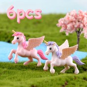 Resim 6 adet Sevimli Unicorn Figürleri, Kek Süsleri, Günlük Ev Süsleri, Doğum Günü Etkinliği Süsleri, Pegasus Parti Süsleri 