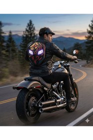 Resim Missidea Lion King LED Ekranlı Büyük Boy Motorcu Sırt Çantası 